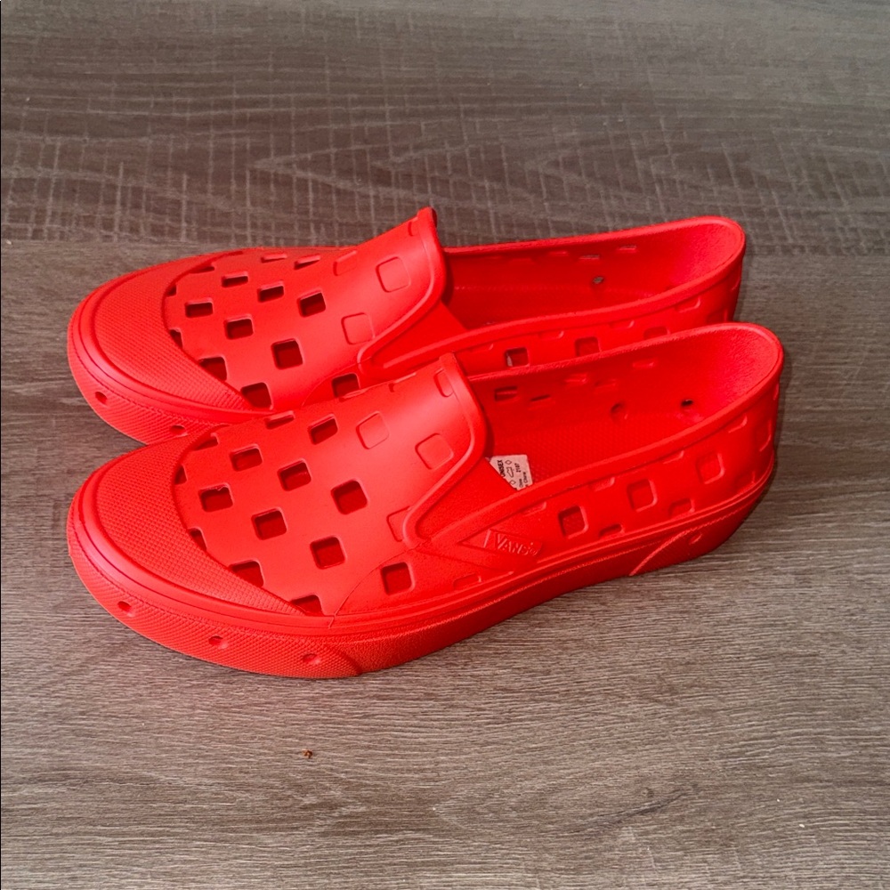 Vans Bright Red Slip-On Ventilated Flats - Picture 3 of 9